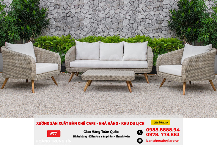 (Cà Mau) Bàn ghế sofa nhựa giả mây phòng khách bền đẹp