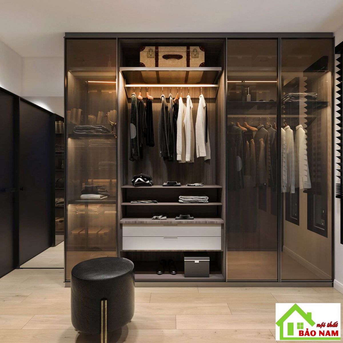 Tủ áo cánh kính an cường tphcm - Thi công tủ áo giá rẻ