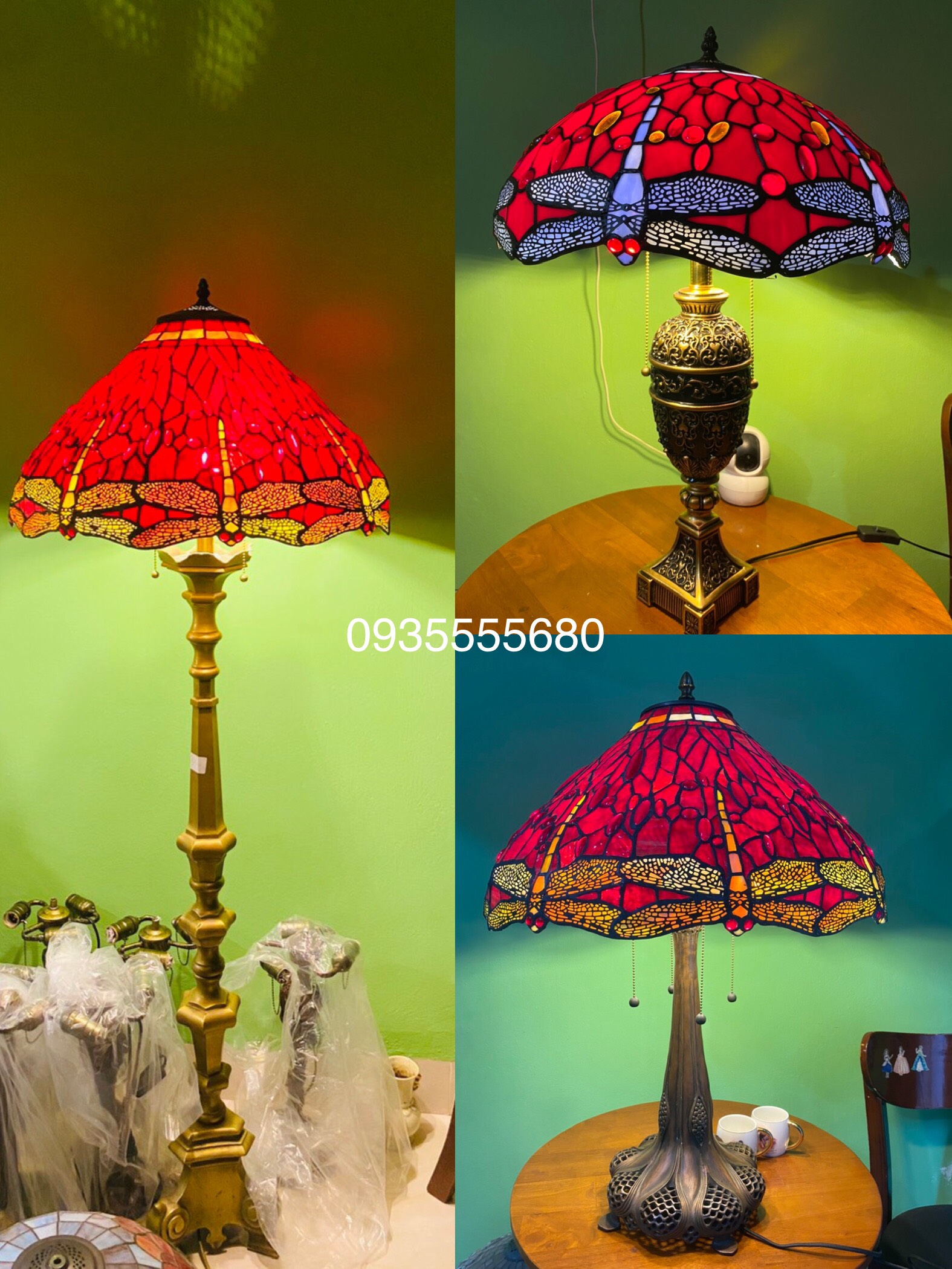 Đèn tiffany rực rỡ sắc đỏ