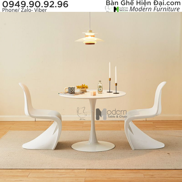 Bộ bàn Tulip tiếp khách Spa 2 ghế tựa lưng nhựa chân quỳ hiện đại