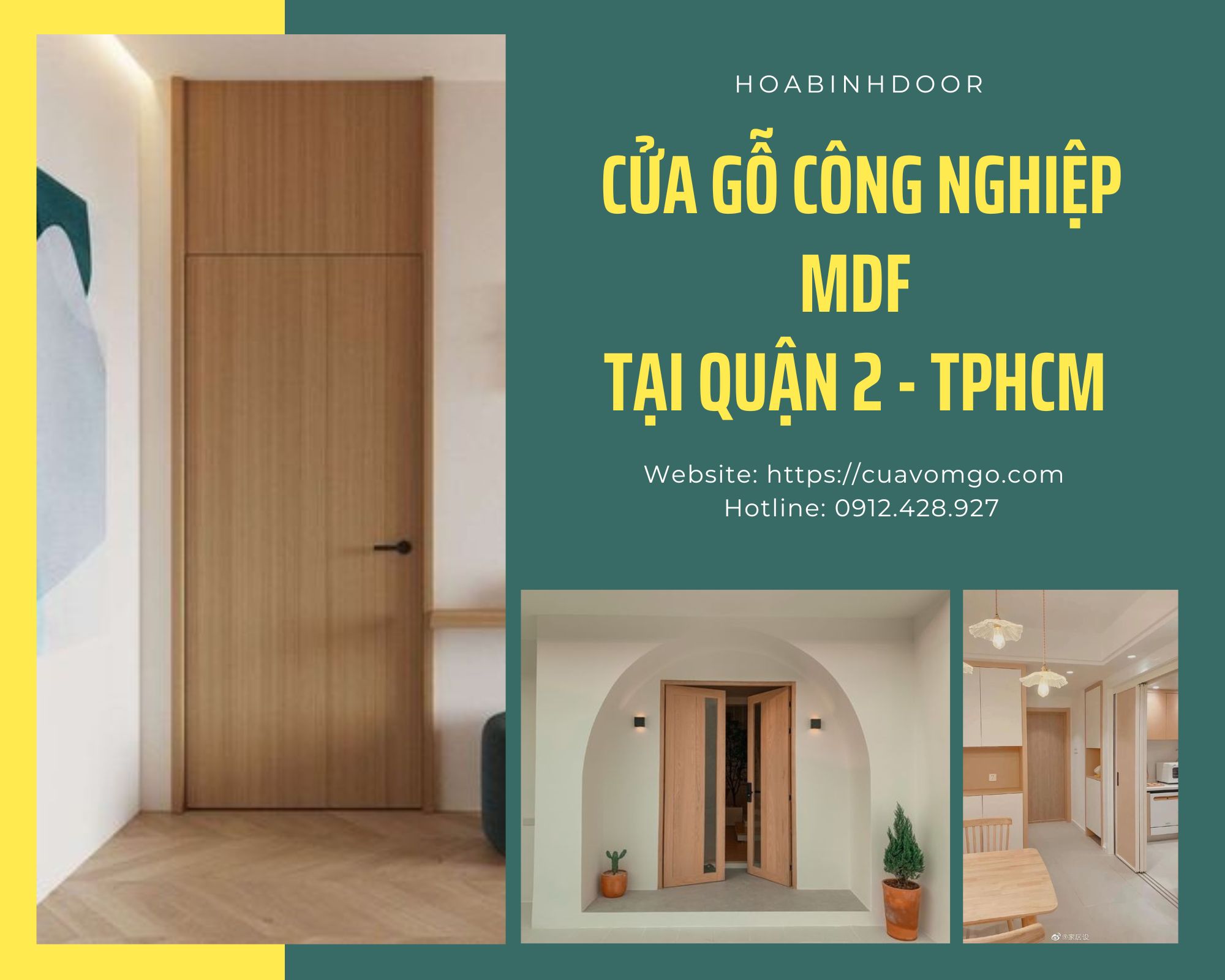 Cửa gỗ công nghiệp MDF tại Quận 2  Cửa gỗ cao cấp hoabinhdoor