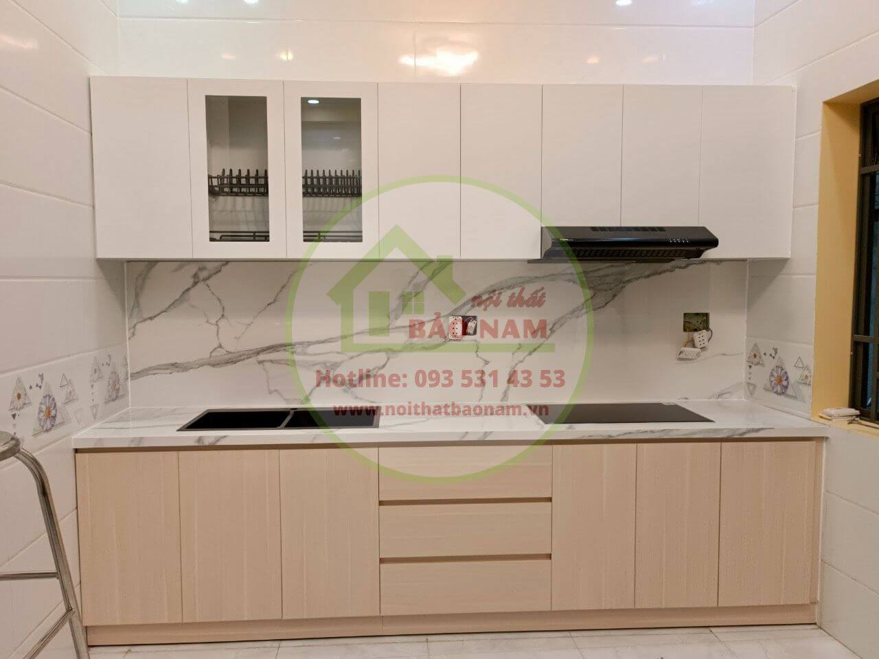 Tủ bếp chữ i đẹp giá rẻ hcm - Đóng tủ bếp gỗ an cường
