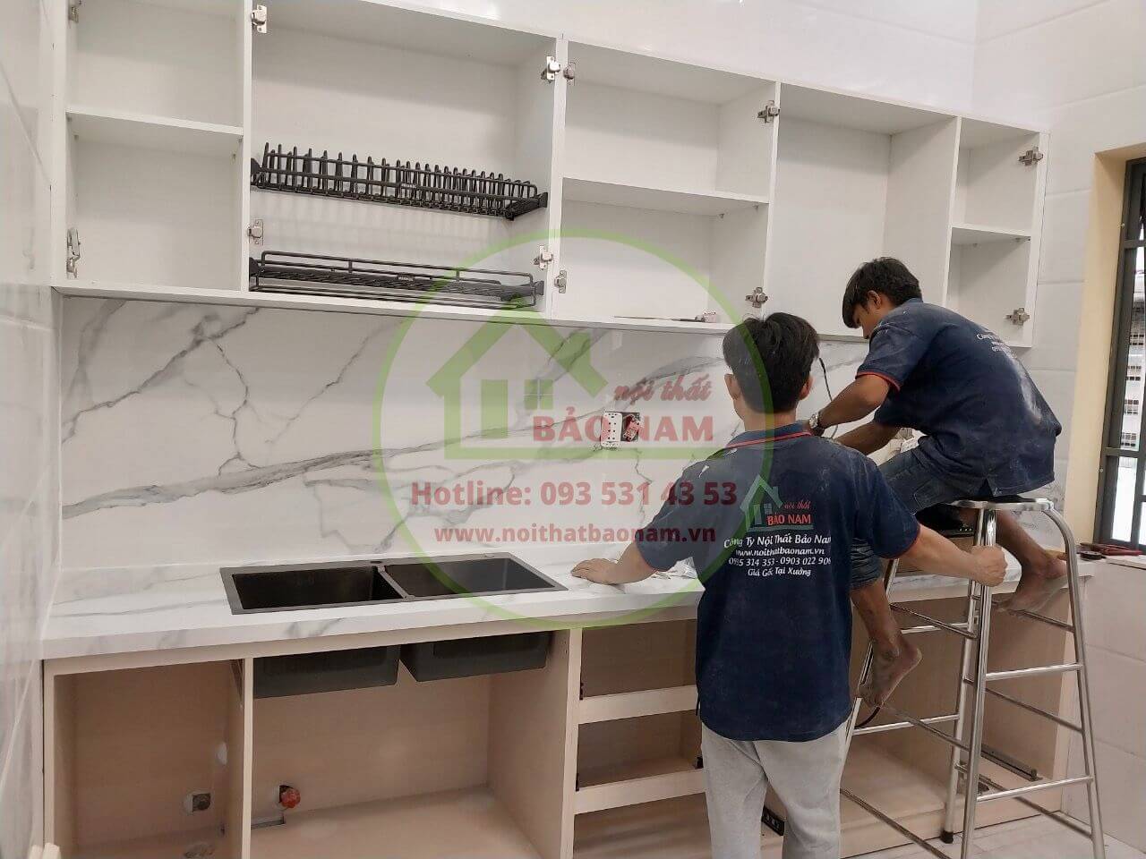 Tủ bếp chữ i đẹp giá rẻ hcm - Đóng tủ bếp gỗ an cường