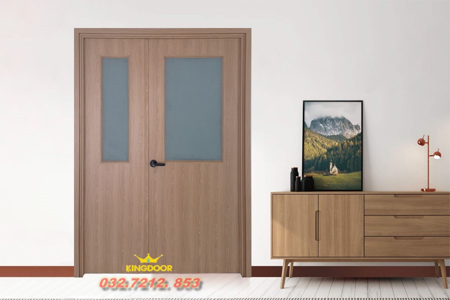 Cửa nhựa Composite 2 cánh - Cửa nhựa có ô kính