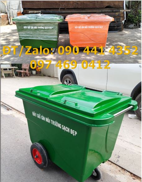 Xe thu gom rác 660 lít, xe đẩy rác 660 lít, thùng rác 660 lít 3 bánh x