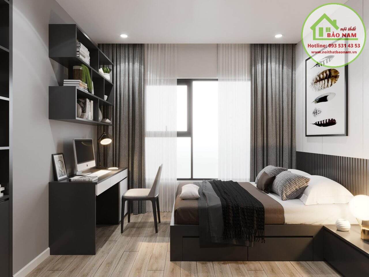 Trọn gói thiết kế & thi công nội thất phòng ngủ master hiện đại tphcm