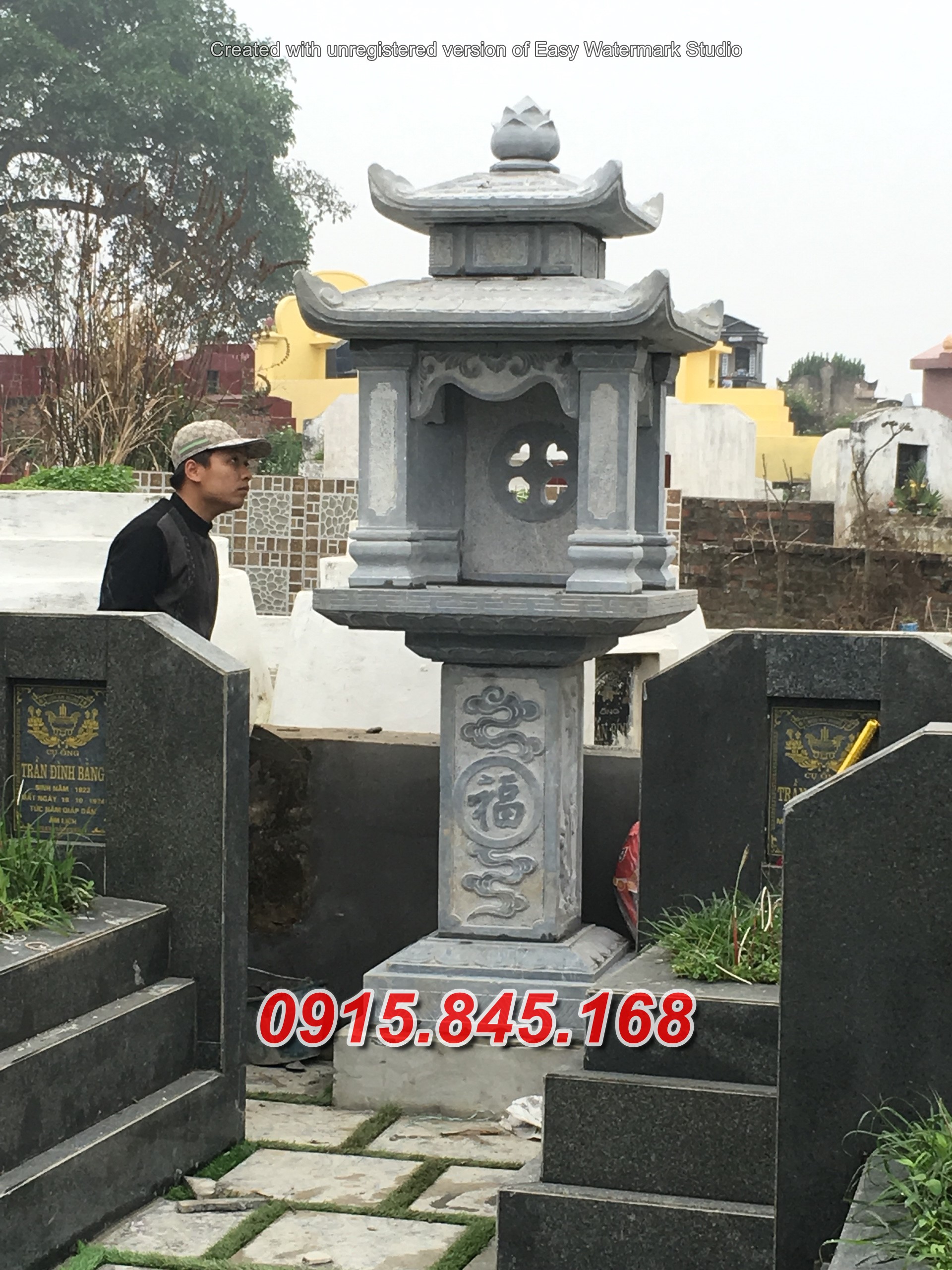 mẫu 66 miếu đá đẹp sơn thần ông thiên địa cây hương bàn thờ cửu trùng