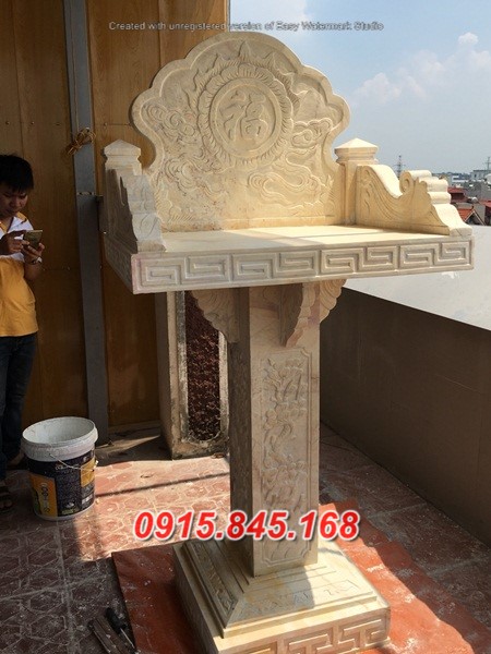mẫu 66 miếu đá đẹp sơn thần ông thiên địa cây hương bàn thờ cửu trùng