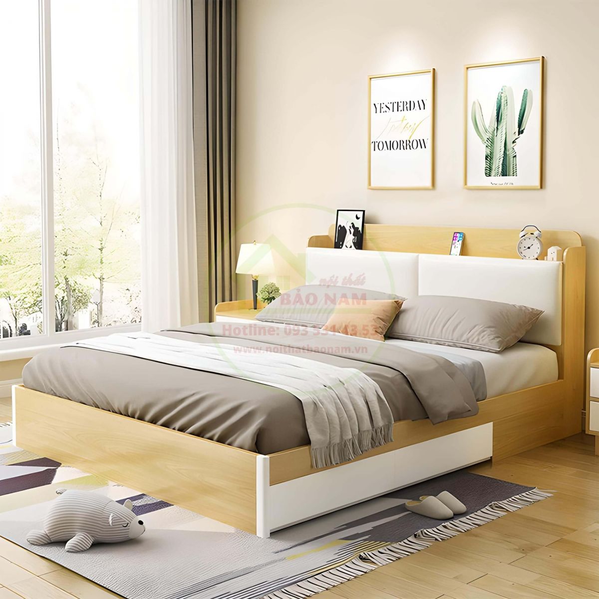 Giường MDF An Cường Giá Rẻ - Mẫu Giường Ngủ Gỗ Công Nghiệp Giá Rẻ