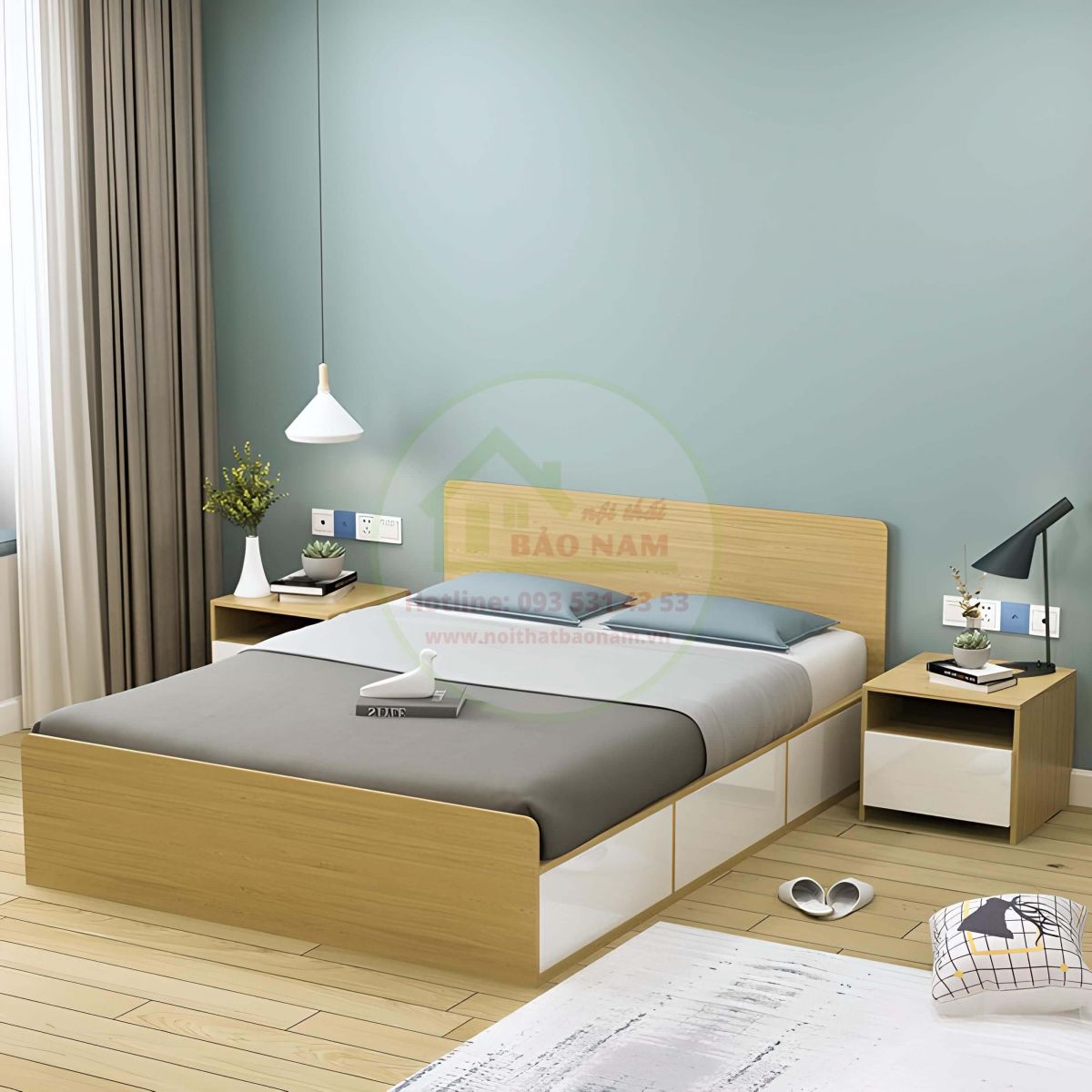 Giường MDF An Cường Giá Rẻ - Mẫu Giường Ngủ Gỗ Công Nghiệp Giá Rẻ