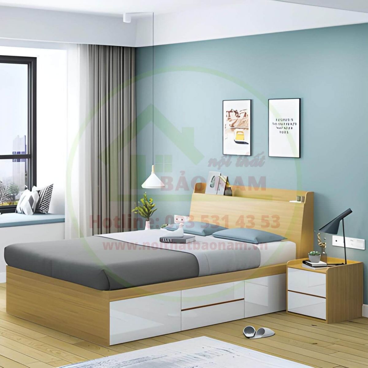 Giường MDF An Cường Giá Rẻ - Mẫu Giường Ngủ Gỗ Công Nghiệp Giá Rẻ