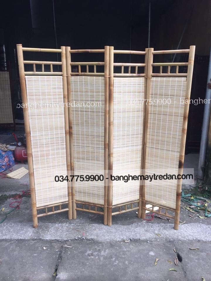 Bình phong bằng tre loại 4 cánh - Mây tre lục bình