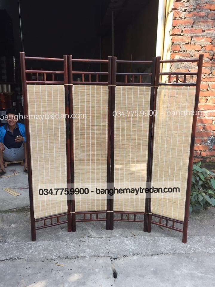 Bình phong bằng tre loại 4 cánh - Mây tre lục bình