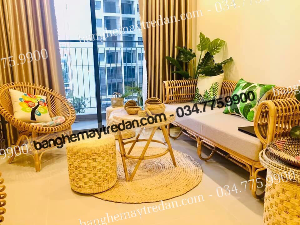 Bàn ghế mây trang trí homestay, vila cao cấp