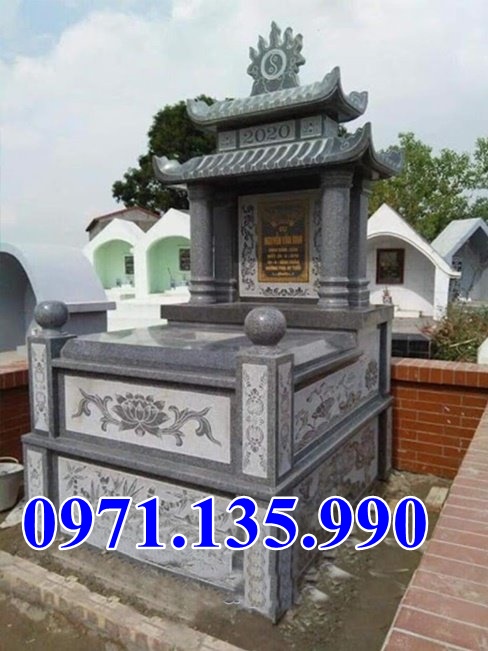 Mộ đá 1 2 3 mái đẹp - Mẫu mộ dòng họ bằng đá đẹp bán tại Đồng Tháp