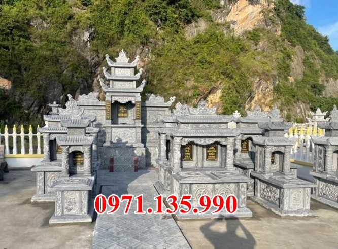 Mộ đá 1 2 3 mái đẹp - Mẫu mộ dòng họ bằng đá đẹp bán tại Đồng Tháp