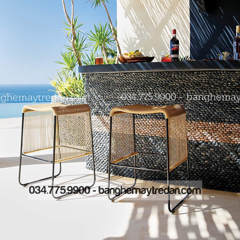 Ghế quầy bar nhựa giả mây cho sảnh lounge sang trọng