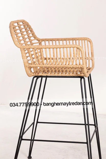 Ghế quầy bar nhựa giả mây cho sảnh lounge sang trọng