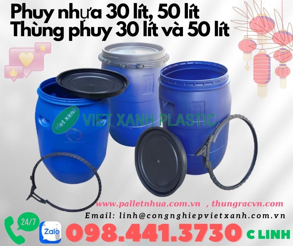 Phuy nhựa 30 lít , phuy nhựa 50 lít khuyến mãi