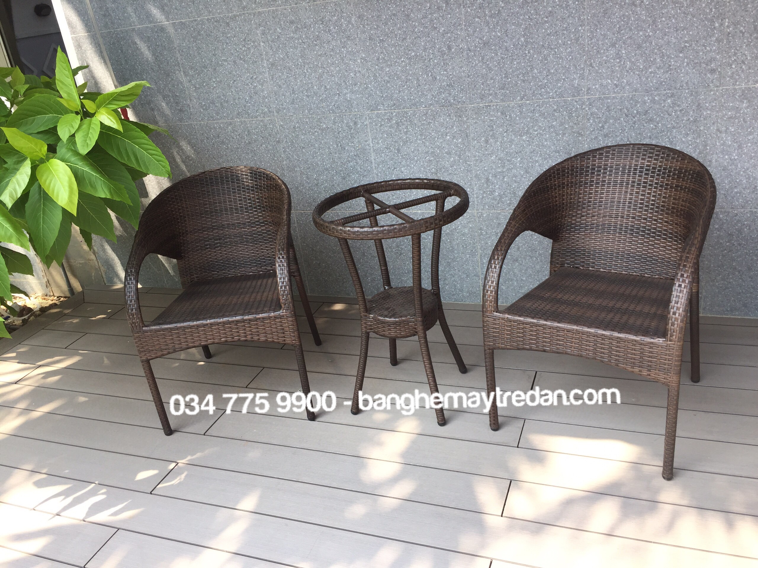 Ghế nhựa giả mây nhỏ gọn - Mây Tre Lục Bình