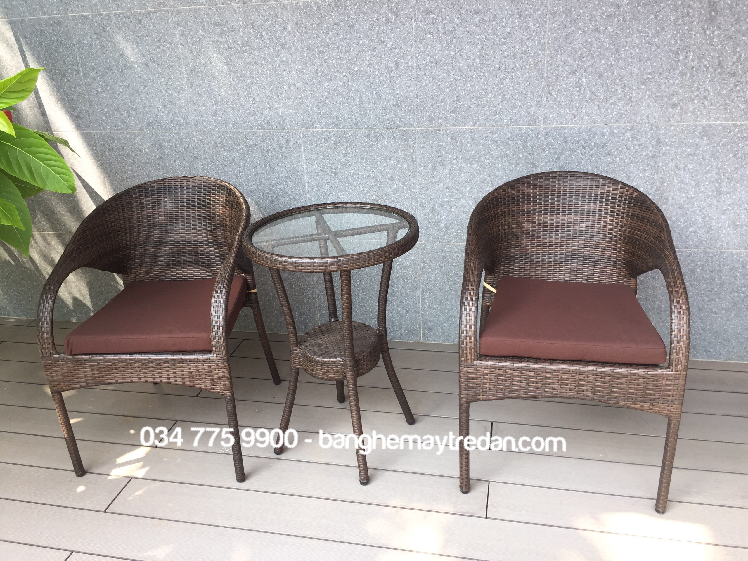 Ghế nhựa giả mây nhỏ gọn - Mây Tre Lục Bình