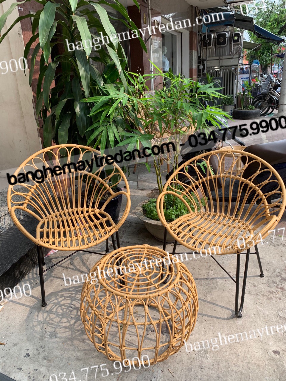 Ghế nhựa giả mây nhỏ gọn - Mây Tre Lục Bình