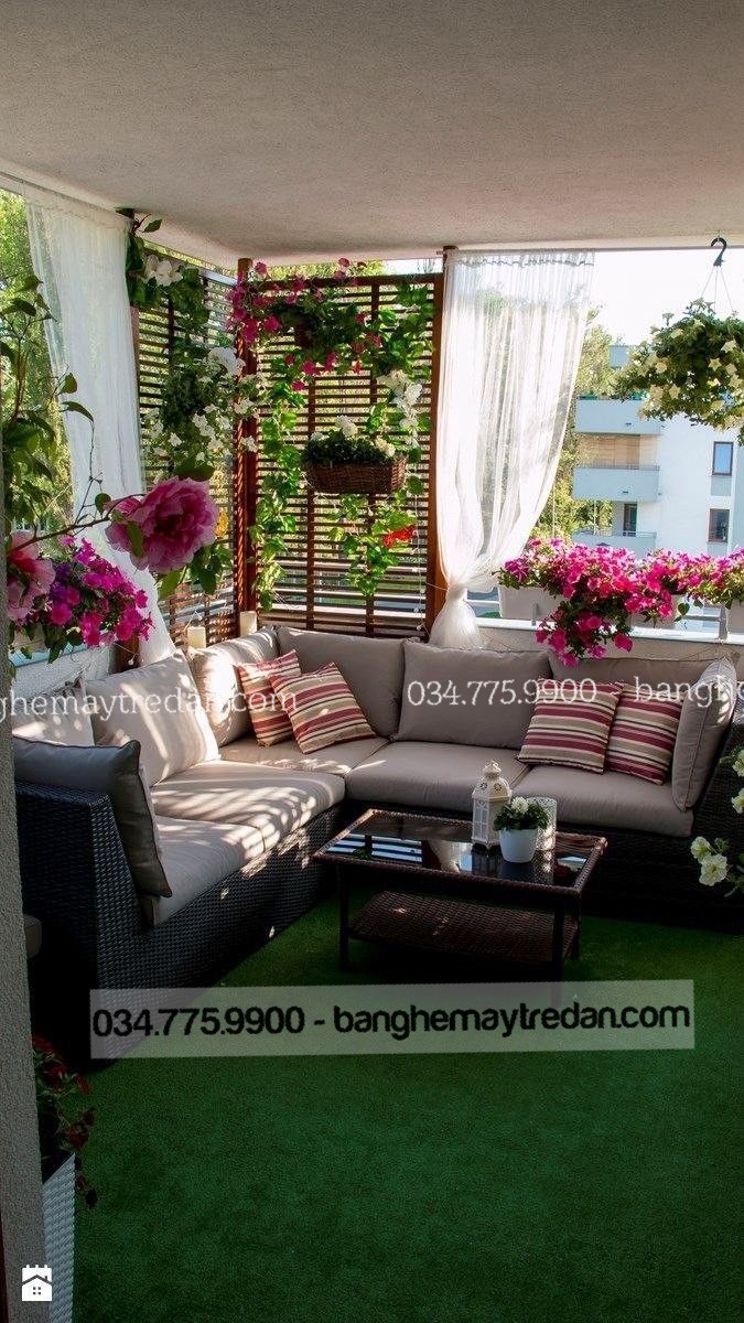 Bàn ghế sofa nhựa giả mây cho phòng khách hiện đại