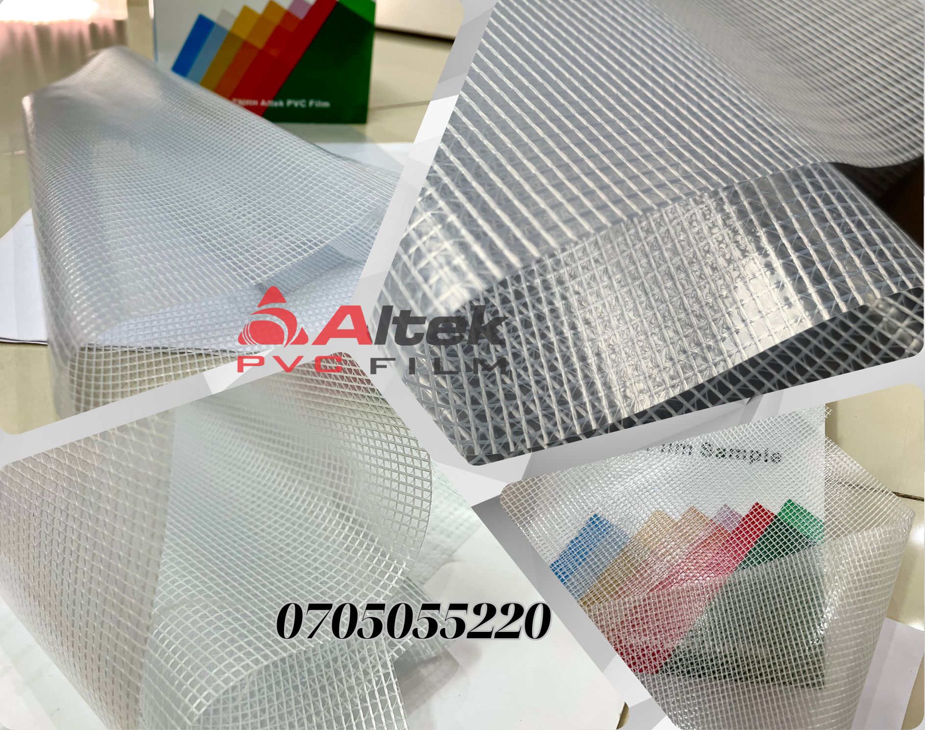 Màng nhựa PVC kẹp lưới nhỏ (màu trắng).