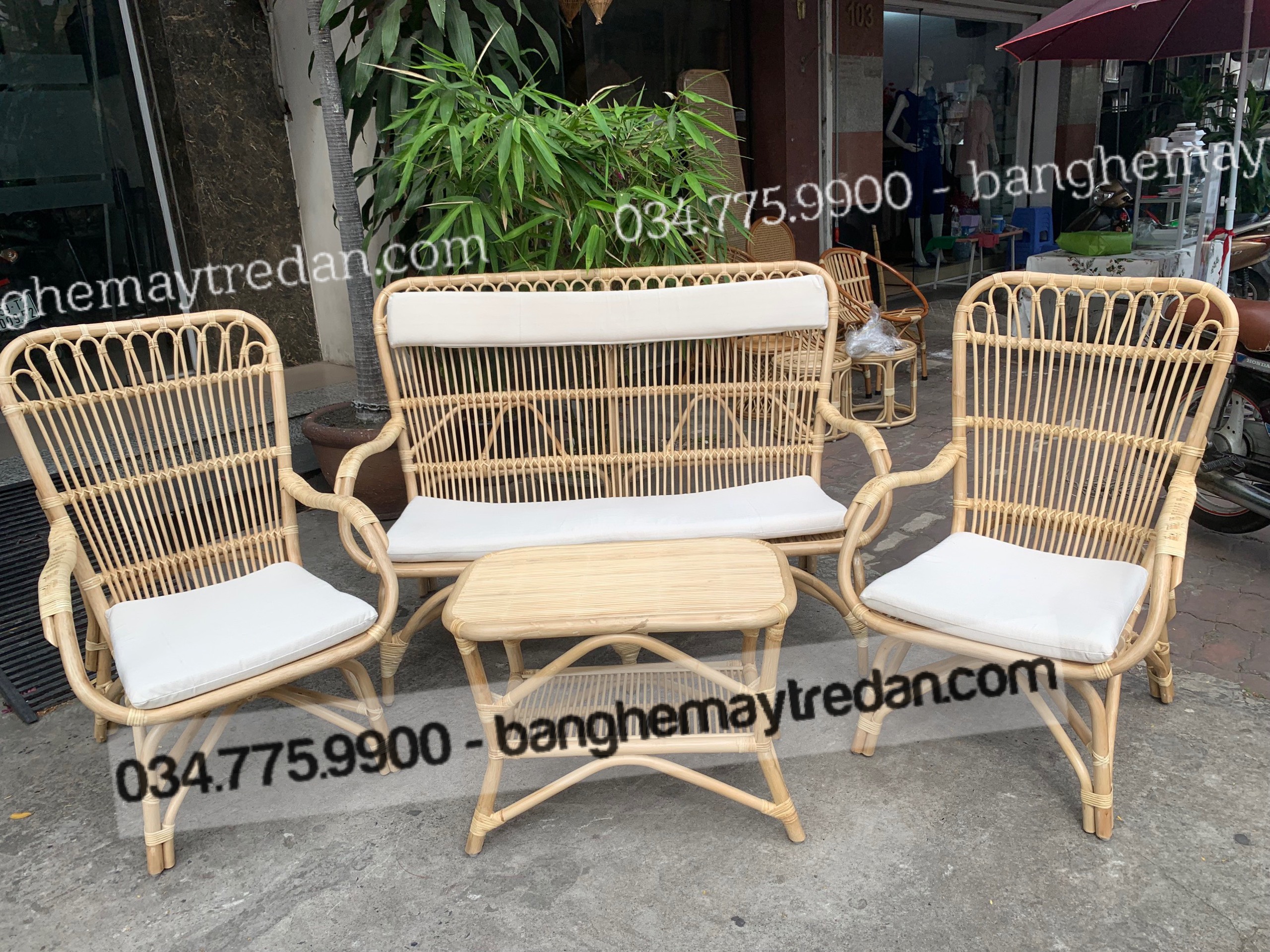 Bàn ghế mây tự nhiên hiện đại, nhẹ nhàng