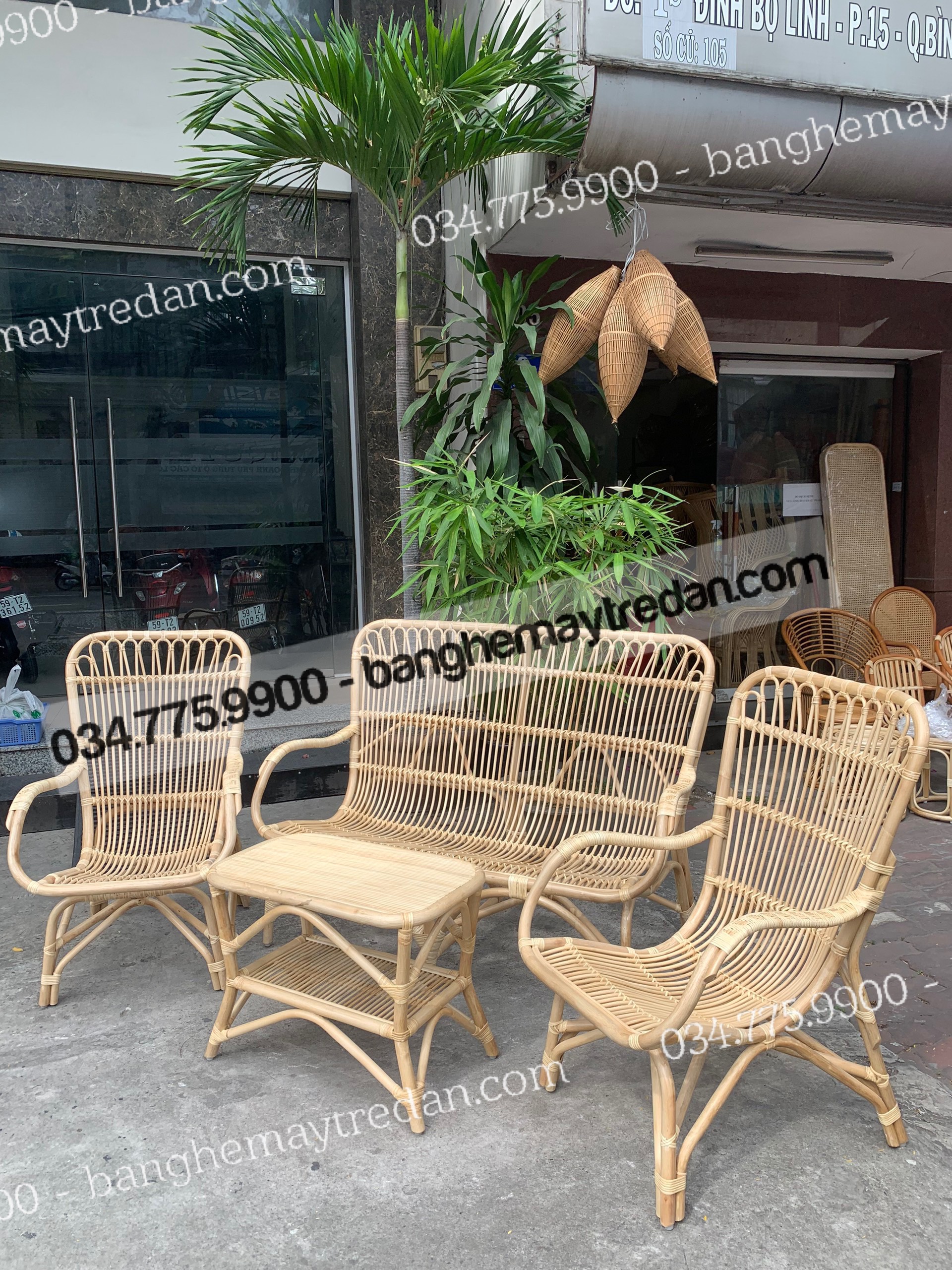 Bàn ghế mây tự nhiên hiện đại, nhẹ nhàng