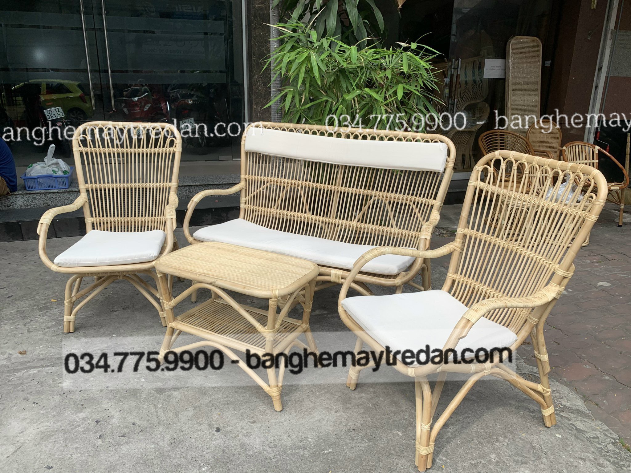 Bàn ghế mây tự nhiên hiện đại, nhẹ nhàng