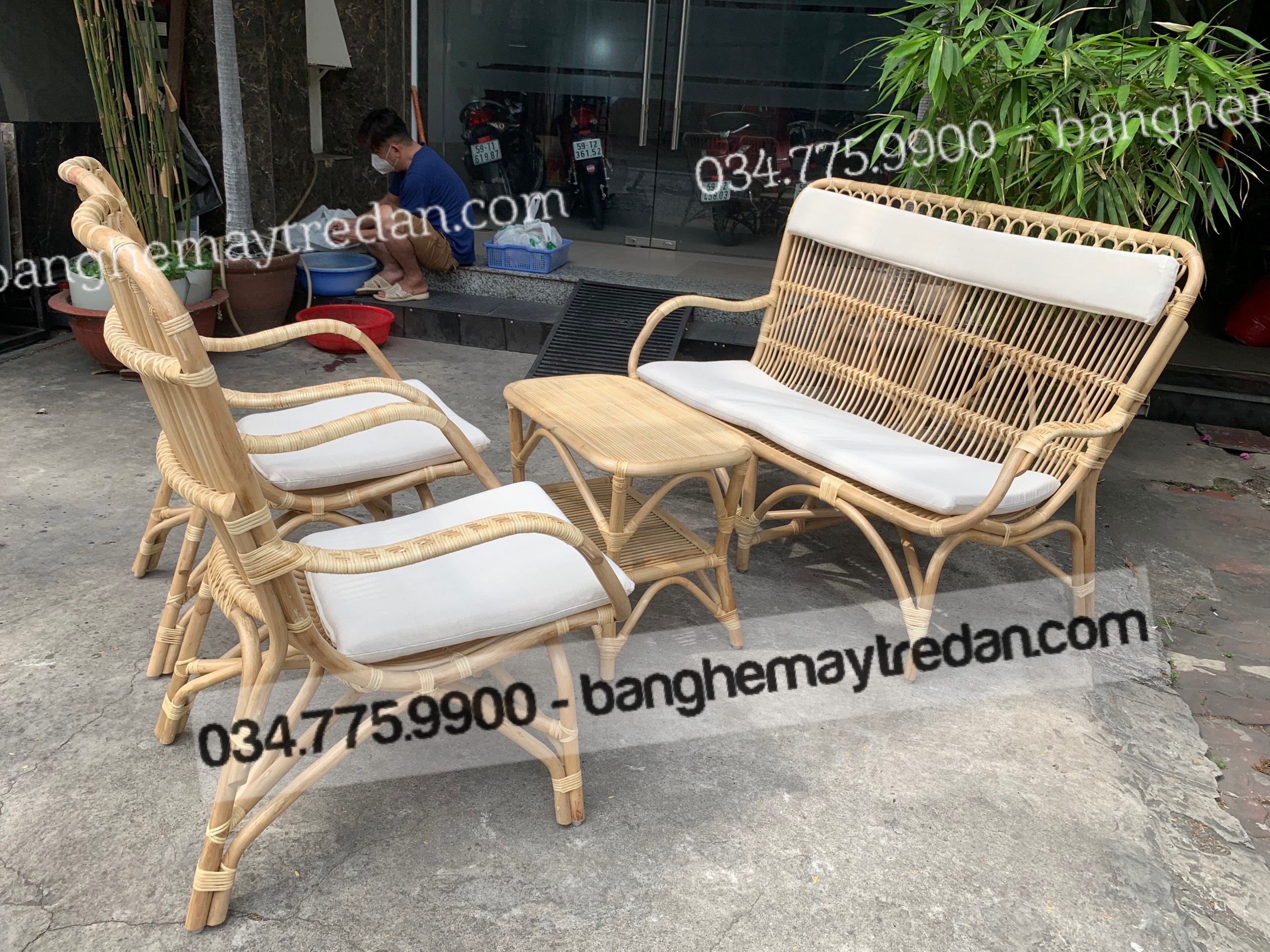 Bàn ghế mây tự nhiên hiện đại, nhẹ nhàng