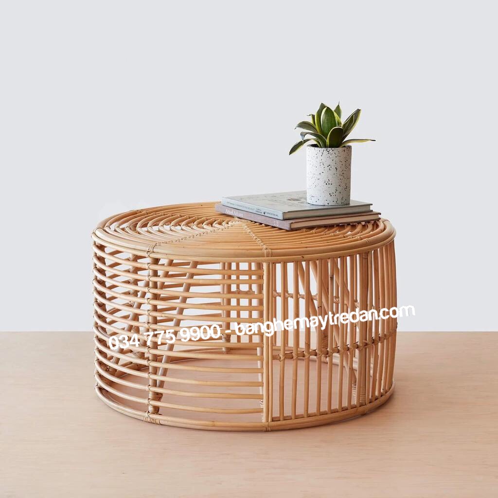 Bàn mây hình tròn, bàn mây phòng khách - Mây tre lục bình