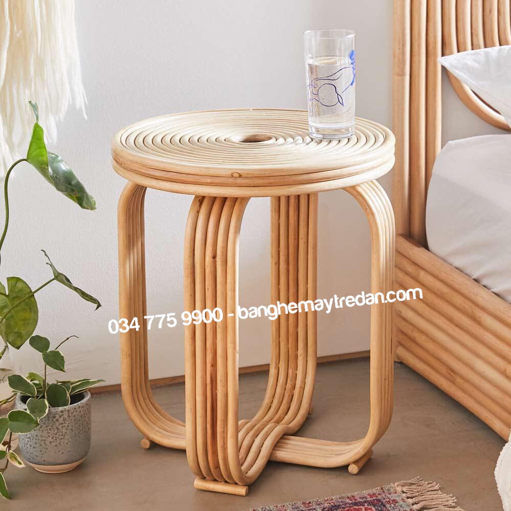 Bàn mây hình tròn, bàn mây phòng khách - Mây tre lục bình