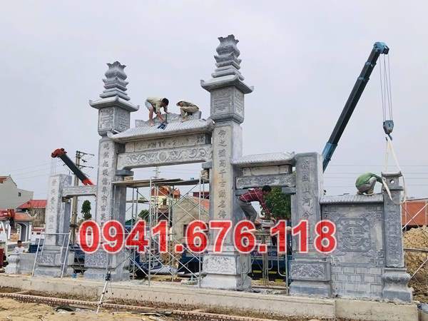 Mẫu 123 trụ cột cổng đá đẹp bán trà vinh - đình chùa tam quan tứ trụ
