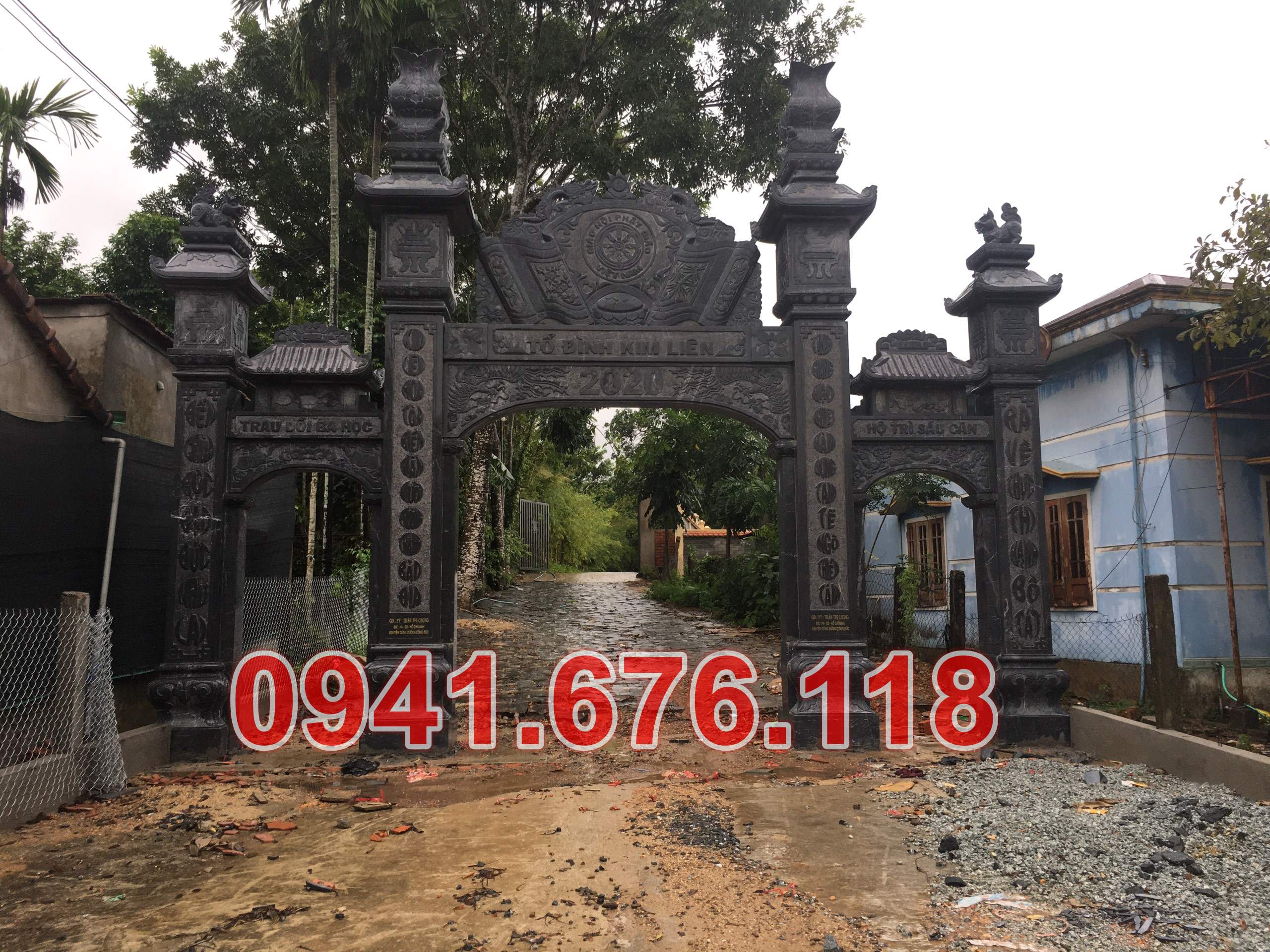 Mẫu 123 trụ cột cổng đá đẹp bán trà vinh - đình chùa tam quan tứ trụ