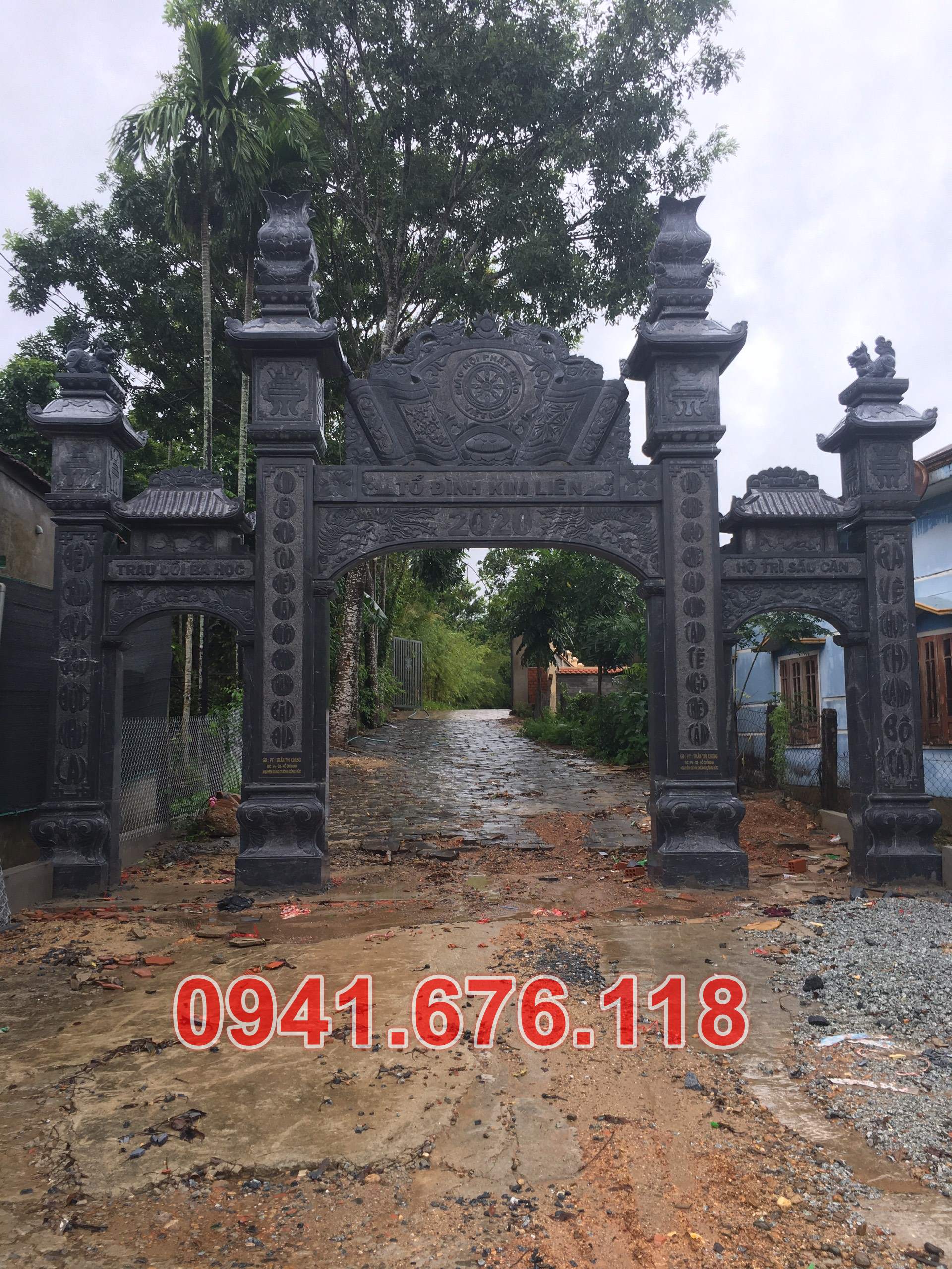 Mẫu 123 trụ cột cổng đá đẹp bán trà vinh - đình chùa tam quan tứ trụ