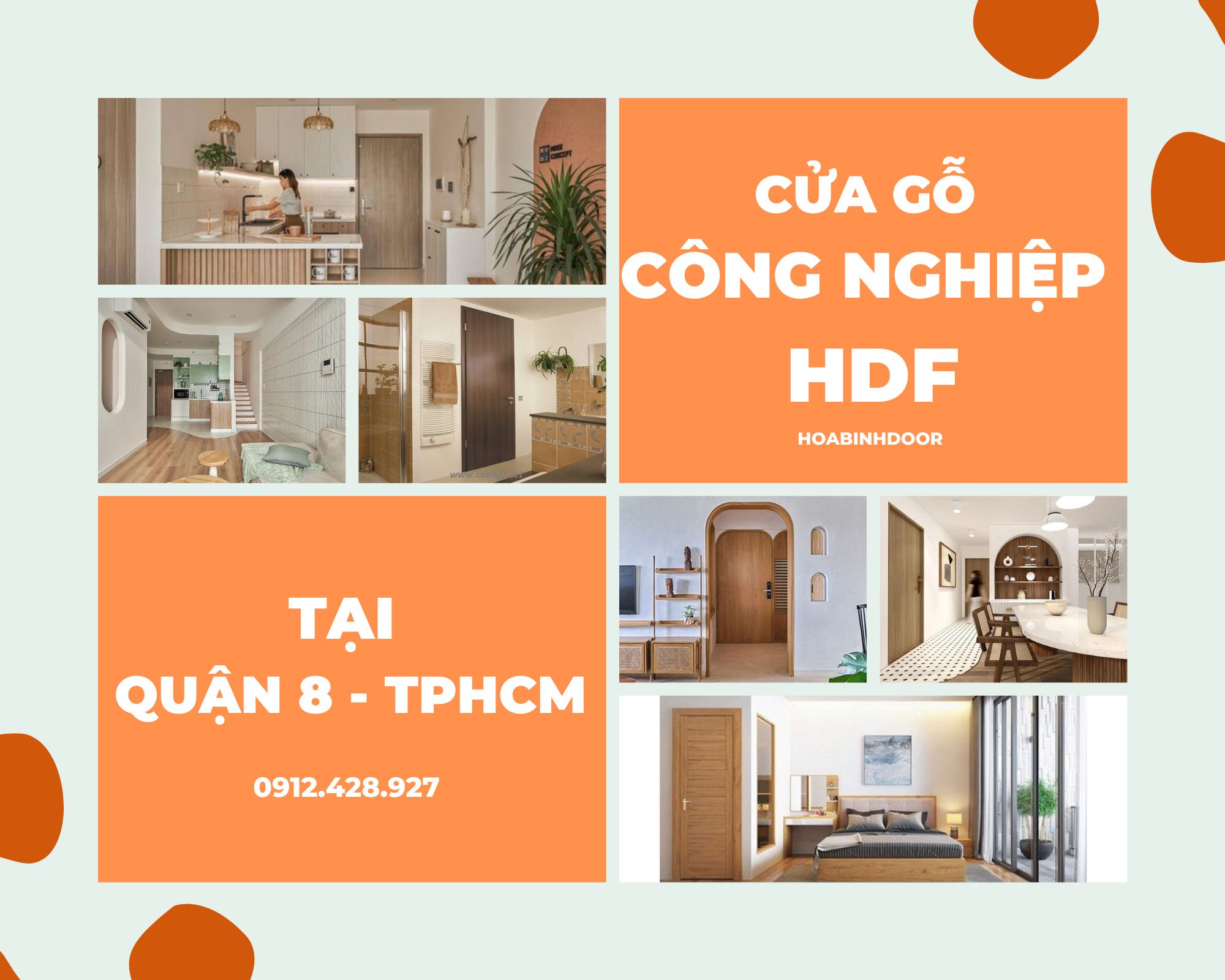 Cửa gỗ công nghiệp HDF tại Quận 8  cửa gỗ giá rẻ