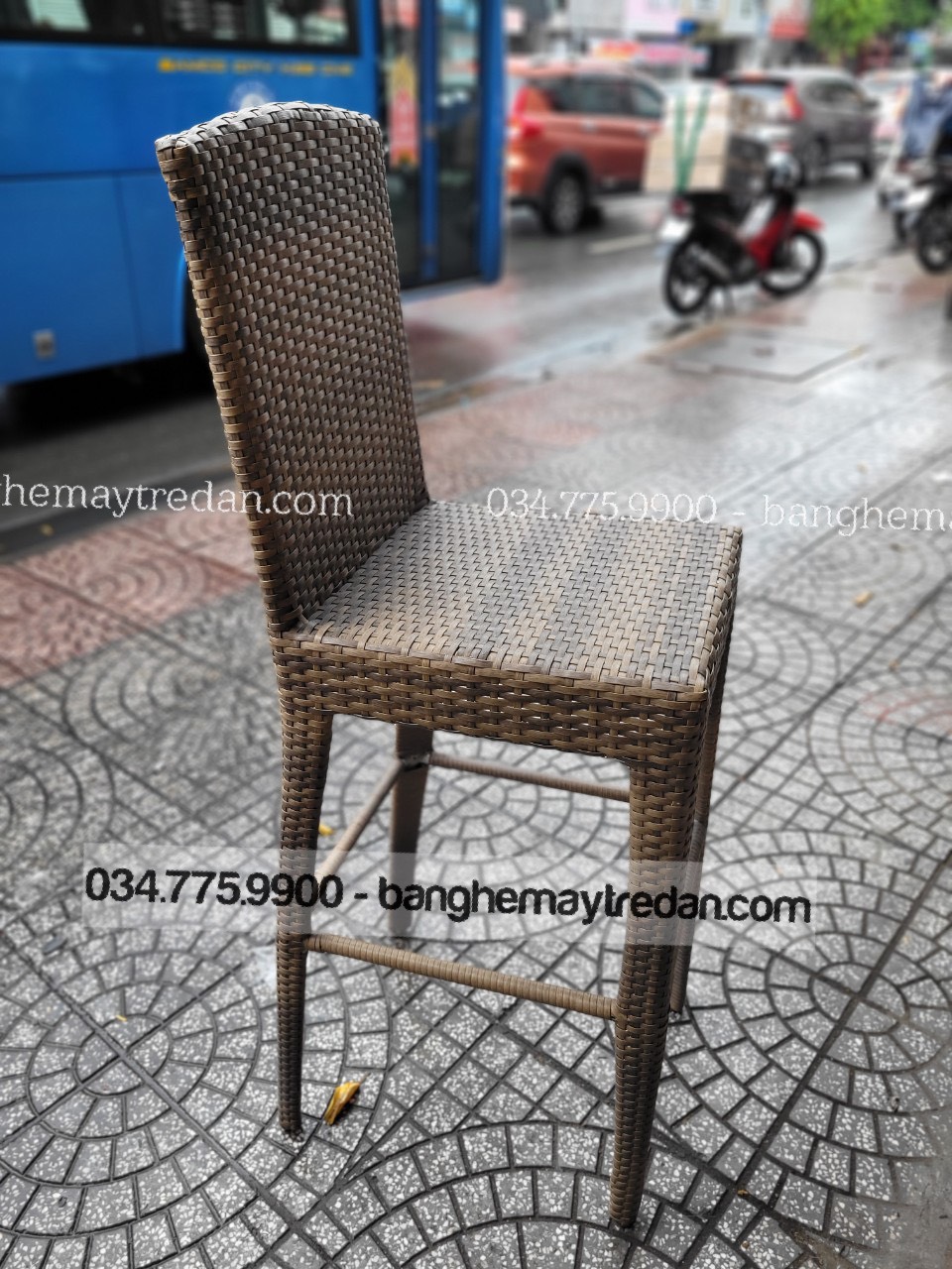 Ghế bar mây nhựa chất lượng cao - Bàn ghế mây tre đan