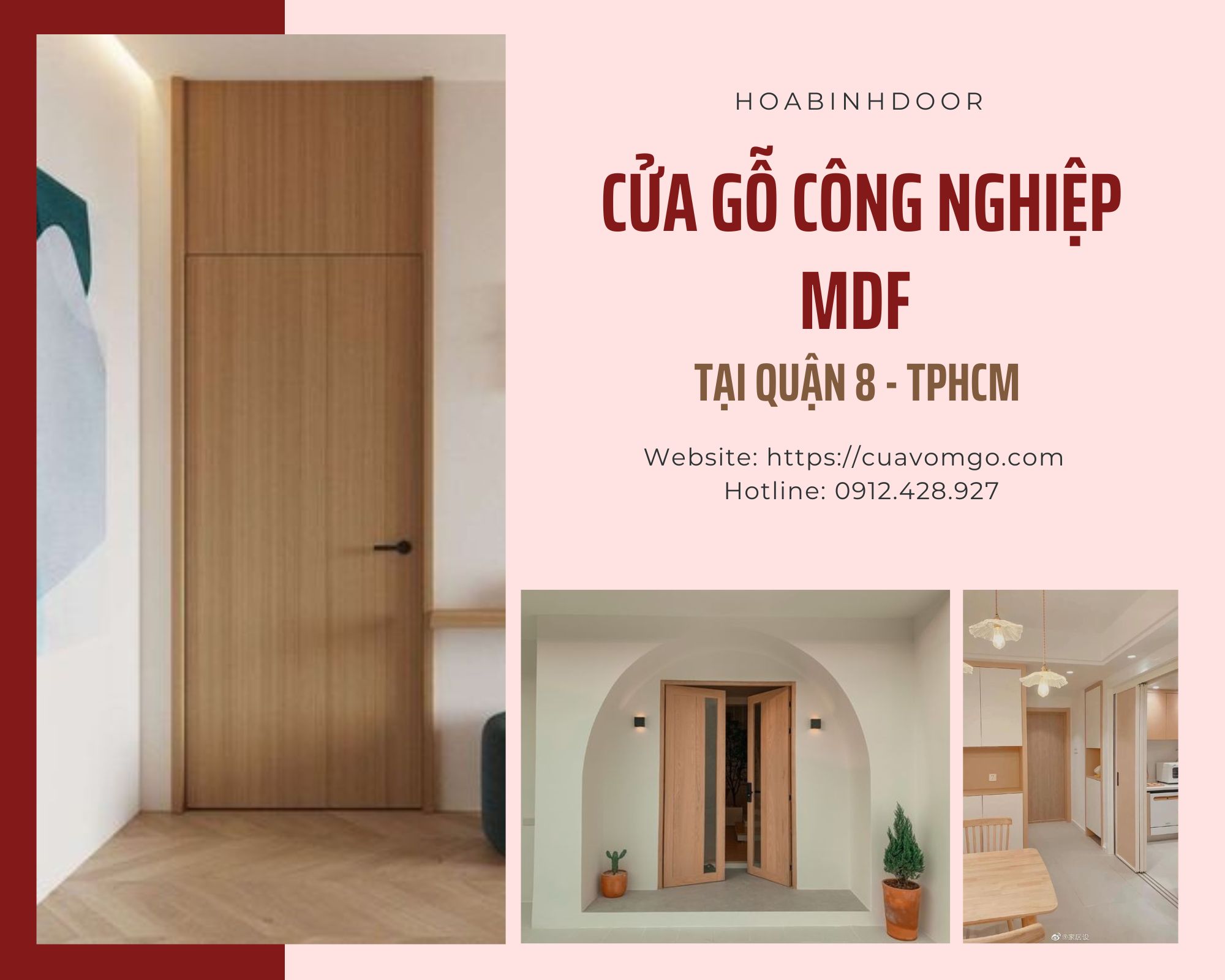 Cửa gỗ MDF tại Quận 8  cửa gỗ công nghiệp giá rẻ