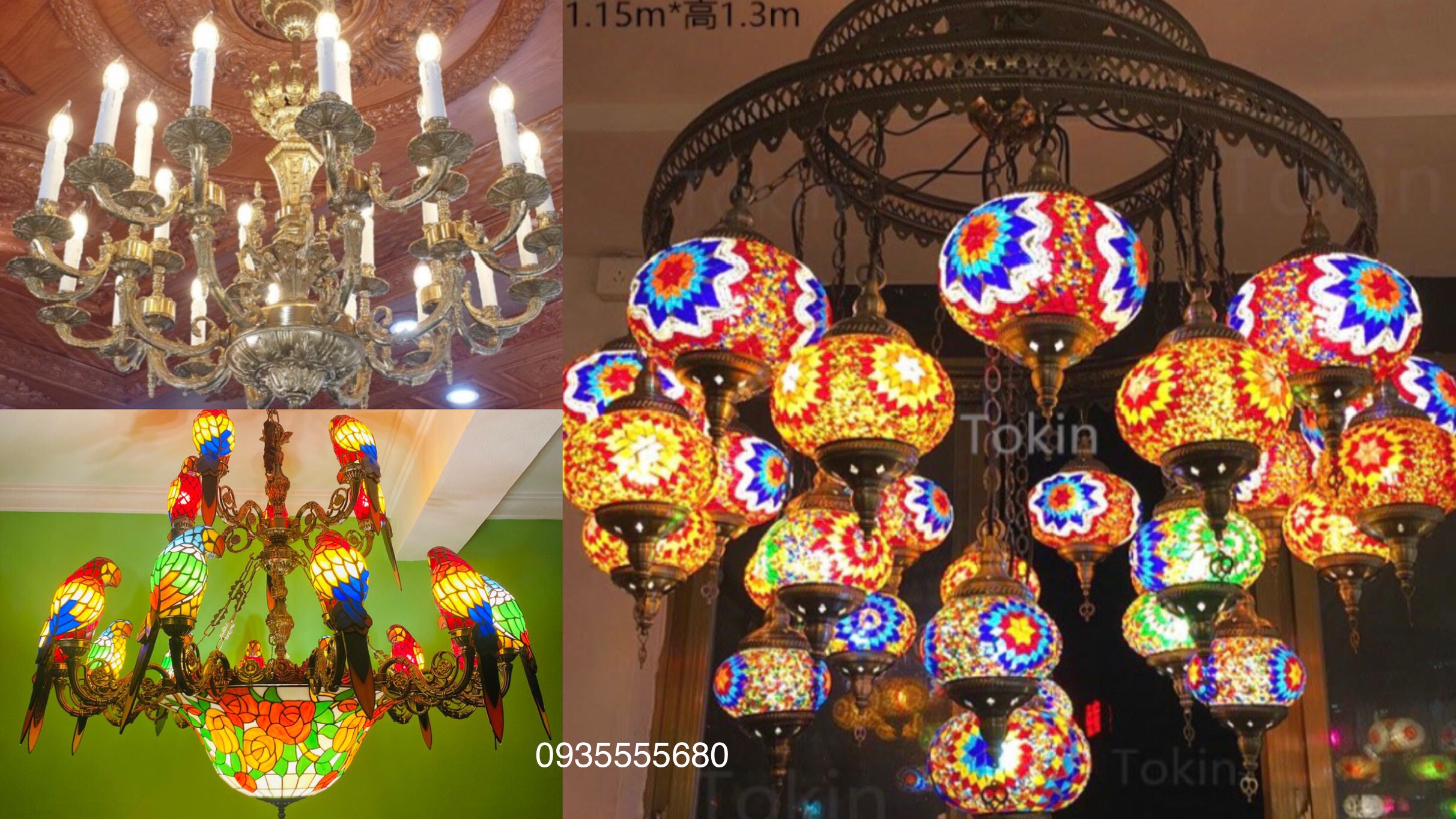 Giao lưu vài bộ đèn chùm đồng và tiffany phong cách khủng