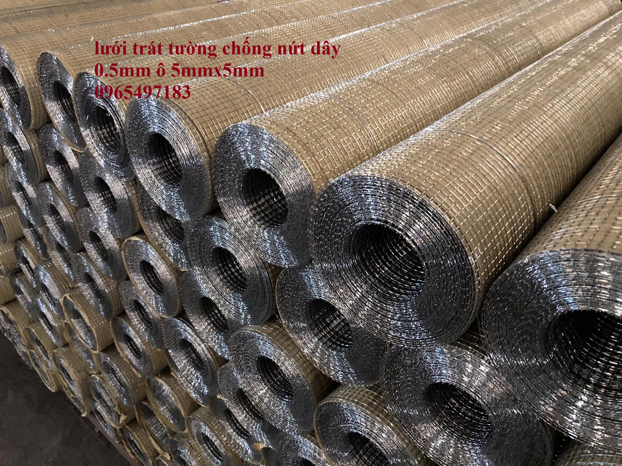 Lưới théo hàn mạ kẽm dây 0.5mm mắt 5x5mm khổ 1mx14m dùng trát tường