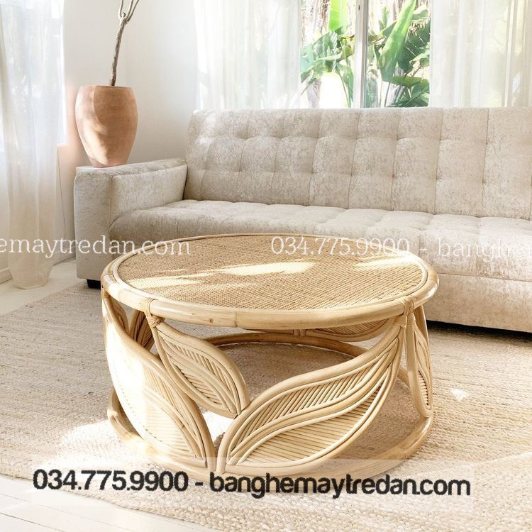 Bàn trà mây tre phòng khách hiện đại đẹp