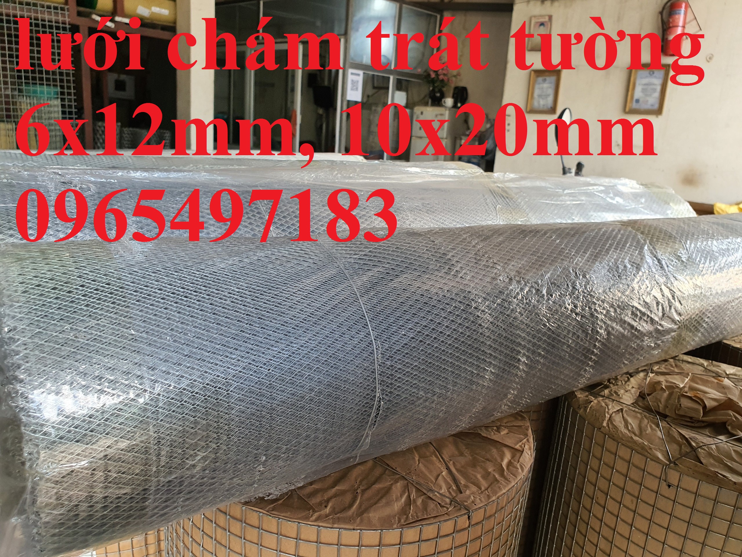 Lưới trám trát tường mắt 6x12, 10x20mm kích thước 1mx40m, 1mx60m