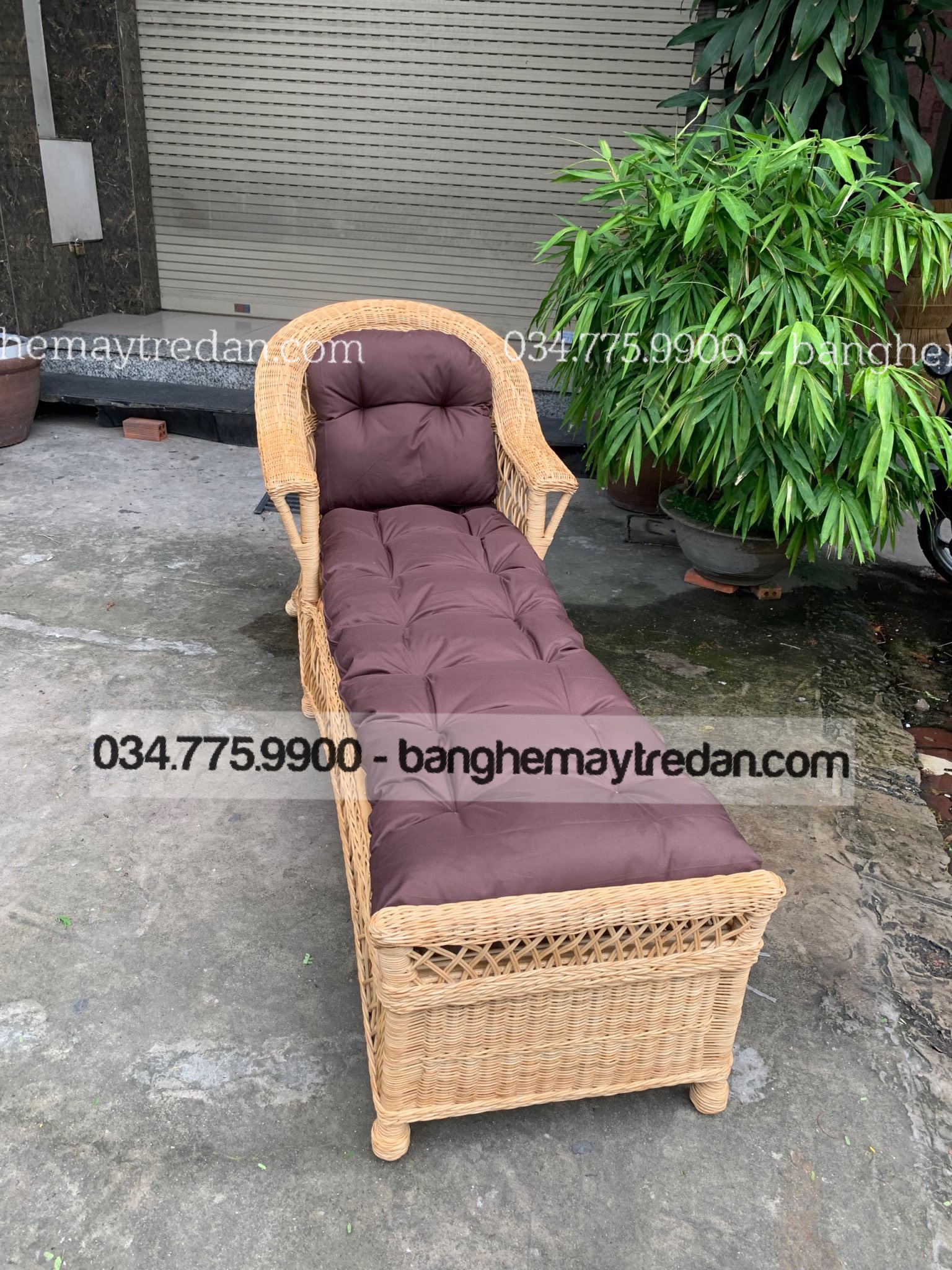 Sofa giường phòng khách mây tự nhiên nhỏ gọn