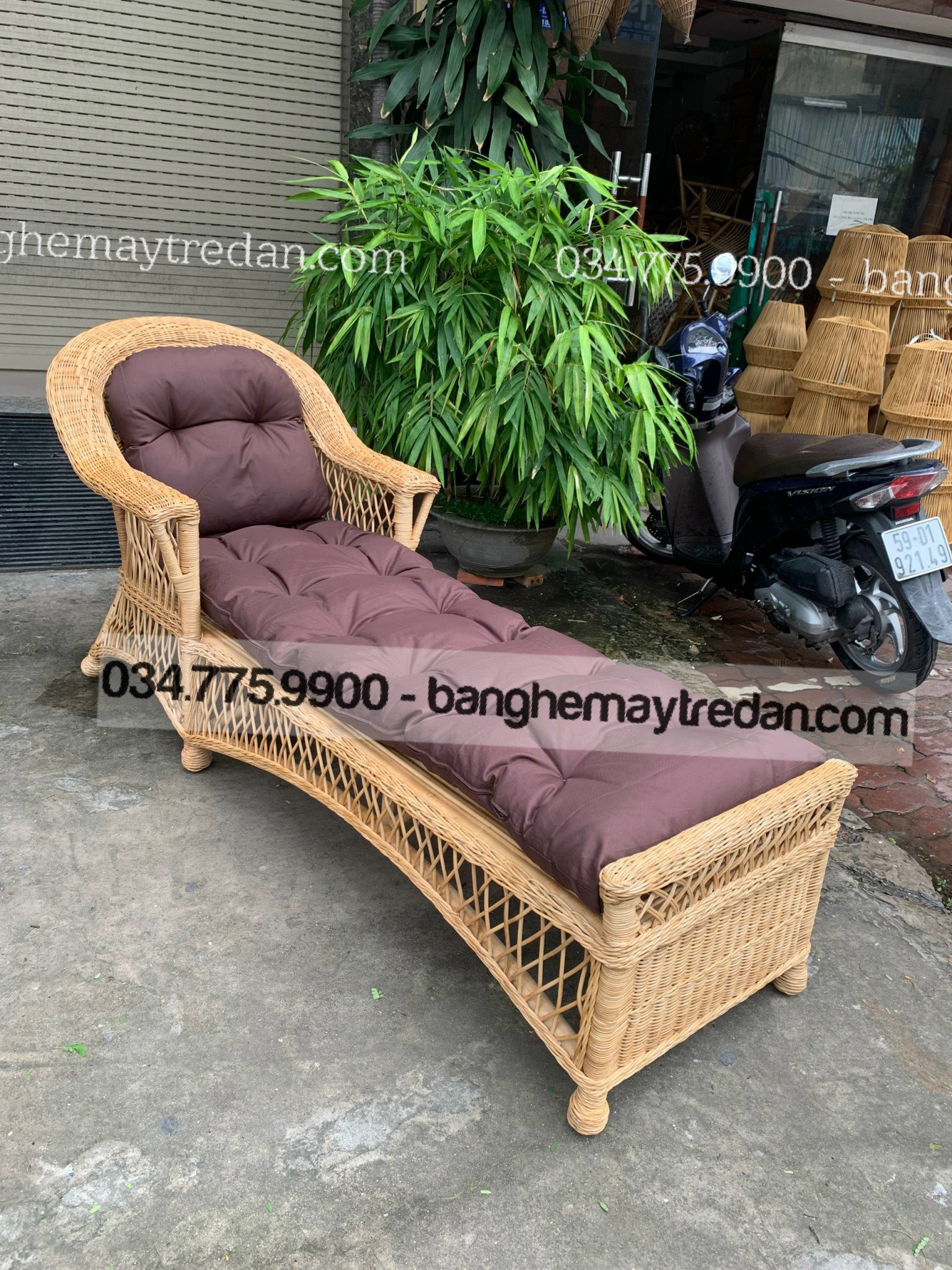 Sofa giường phòng khách mây tự nhiên nhỏ gọn