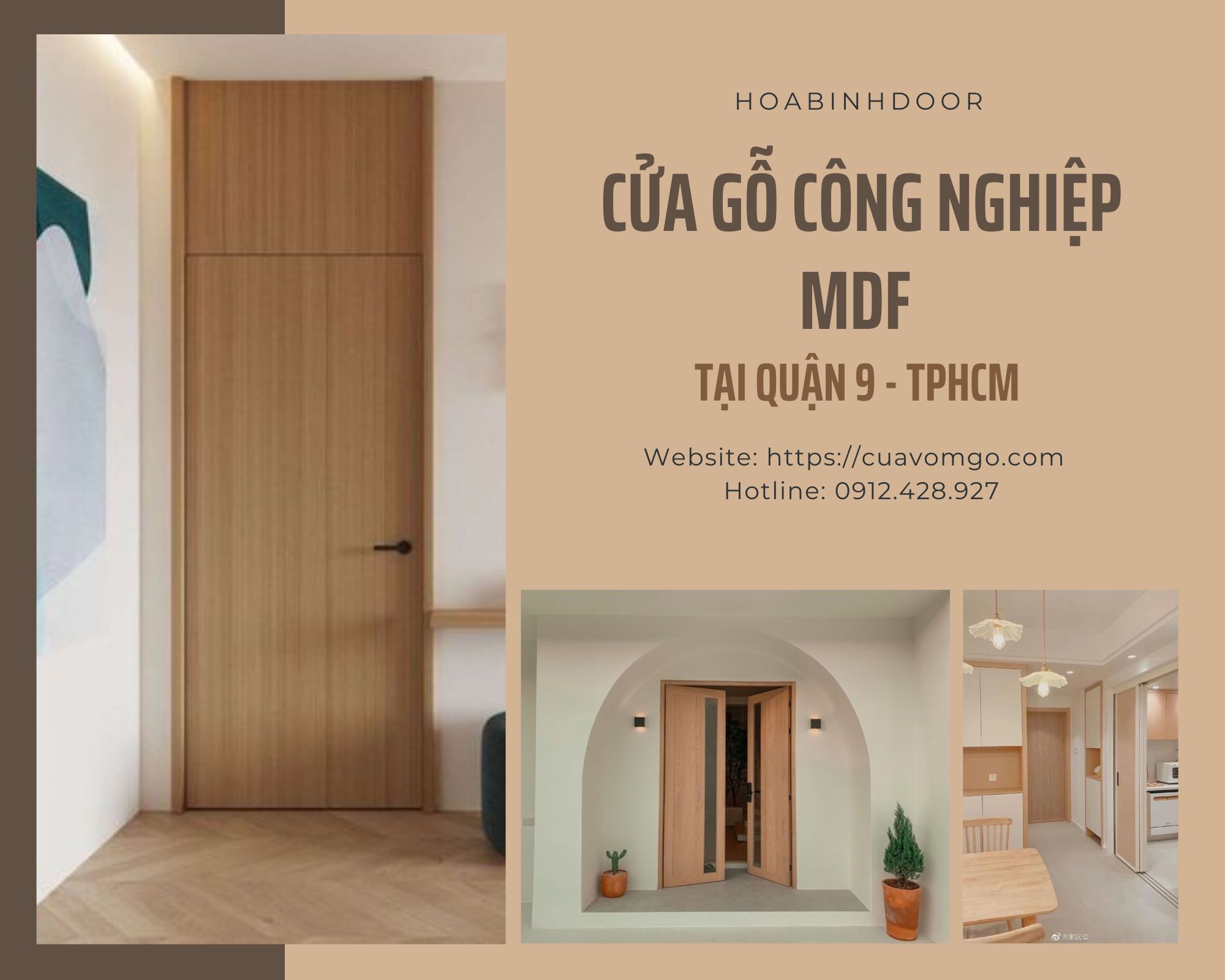 Cửa gỗ công nghiệp MDF tại Quận 9  cửa gỗ Melamine - Laminate