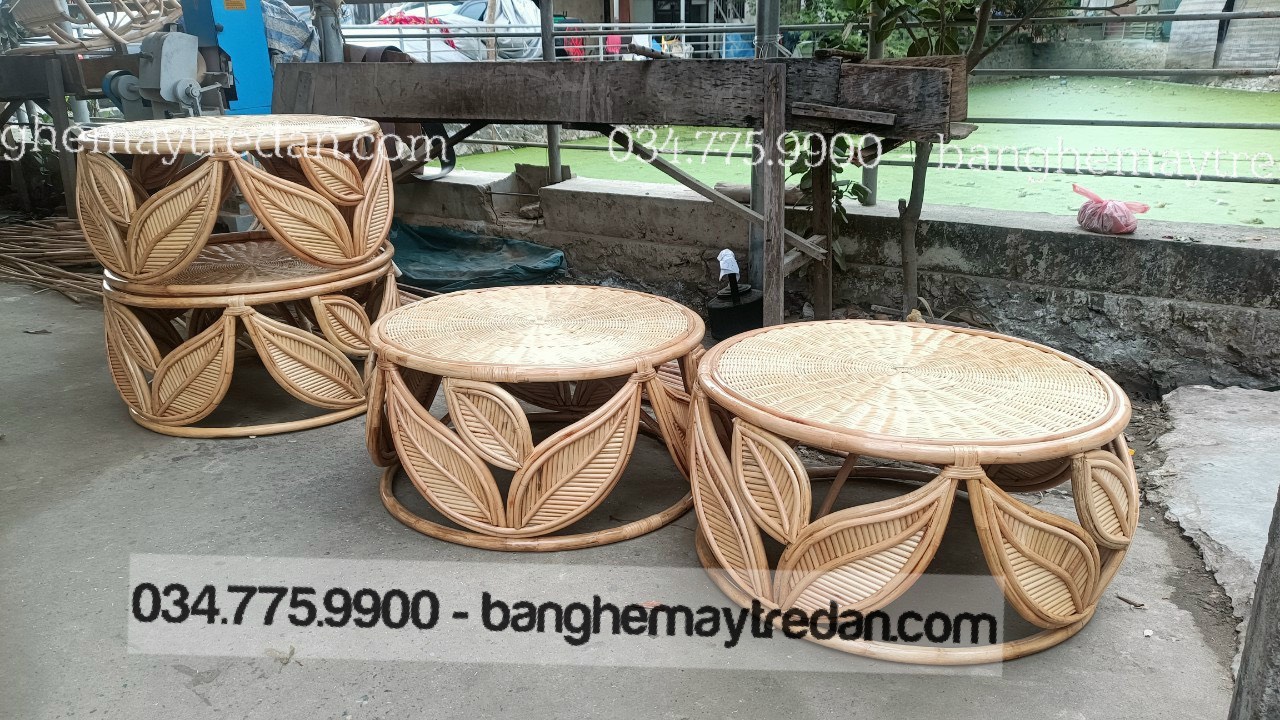 Bàn sô pha hình lá bằng mây tự nhiên chất lượng cao