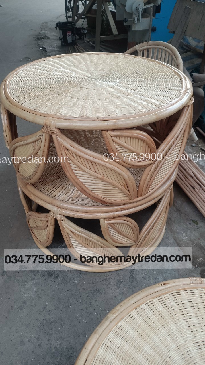 Bàn sô pha hình lá bằng mây tự nhiên chất lượng cao