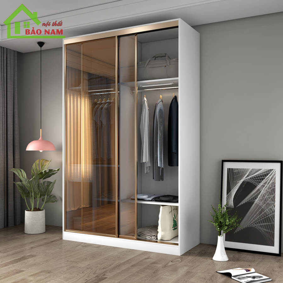 Tủ áo cánh kính lùa đẹp hiện đại - Mẫu tủ áo cánh kính lùa
